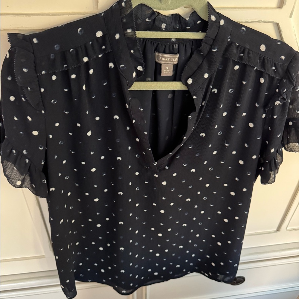 Navy Polka Dot Women's Top
